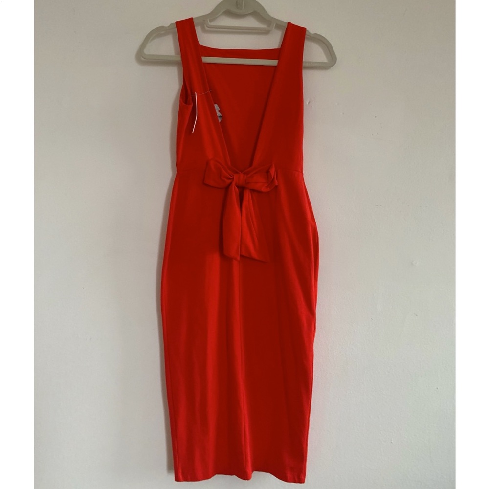 ASOS red backless bow tied dress